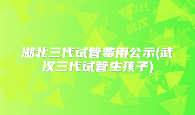 湖北三代试管费用公示(武汉三代试管生孩子)