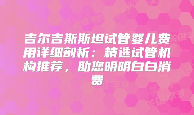 吉尔吉斯斯坦试管婴儿费用详细剖析：精选试管机构推荐，助您明明白白消费