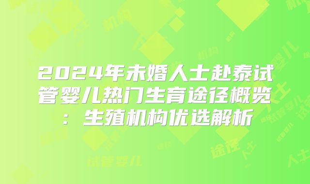 2024年未婚人士赴泰试管婴儿热门生育途径概览：生殖机构优选解析