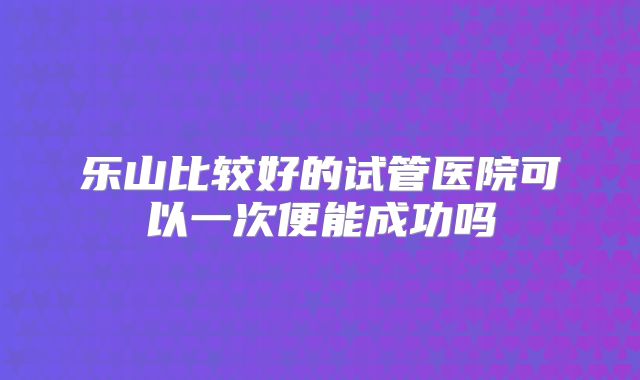 乐山比较好的试管医院可以一次便能成功吗