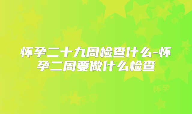 怀孕二十九周检查什么-怀孕二周要做什么检查