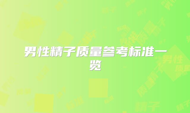 男性精子质量参考标准一览