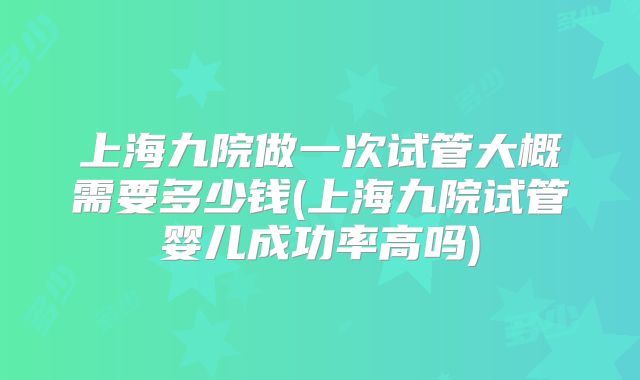 上海九院做一次试管大概需要多少钱(上海九院试管婴儿成功率高吗)