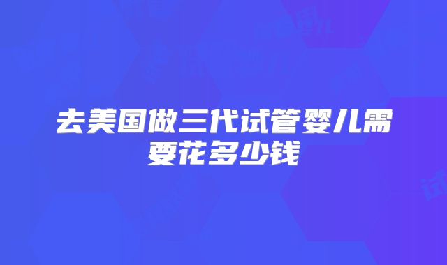 去美国做三代试管婴儿需要花多少钱