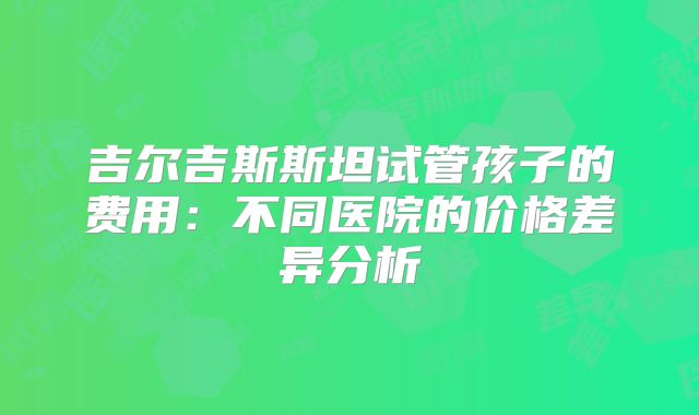 吉尔吉斯斯坦试管孩子的费用:不同医院的价格差异分析