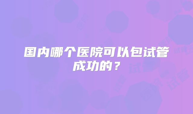 国内哪个医院可以包试管成功的?