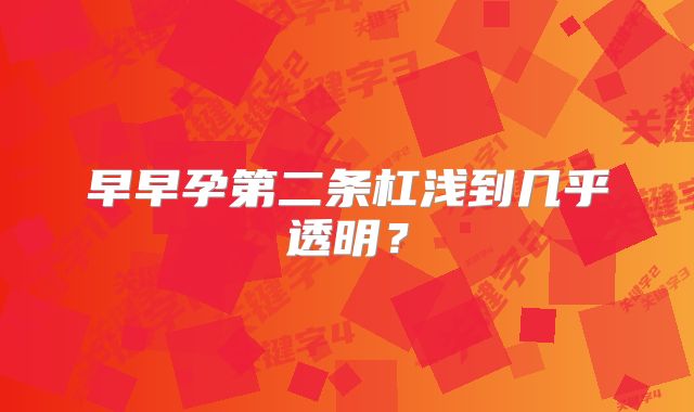 早早孕第二条杠浅到几乎透明?