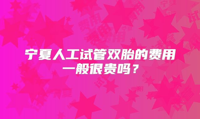 宁夏人工试管双胎的费用一般很贵吗?