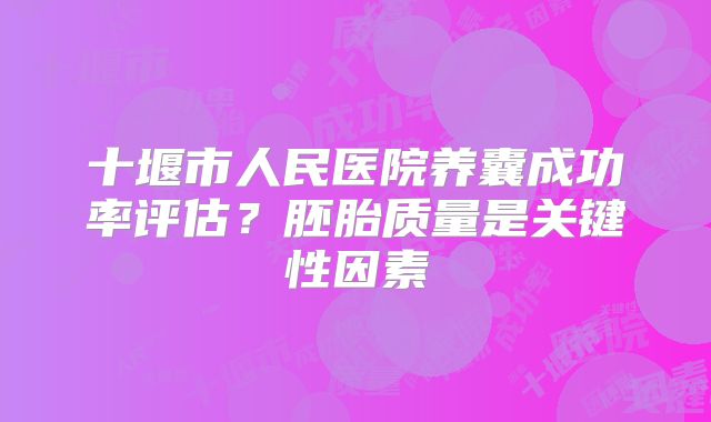 十堰市人民医院养囊成功率评估？胚胎质量是关键性因素