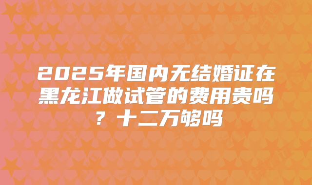 2025年国内无结婚证在黑龙江做试管的费用贵吗？十二万够吗