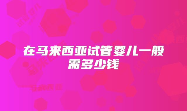 在马来西亚试管婴儿一般需多少钱