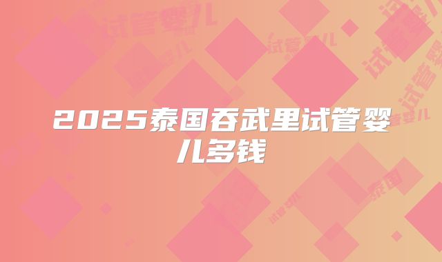 2025泰国吞武里试管婴儿多钱