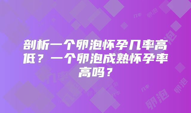 剖析一个卵泡怀孕几率高低?一个卵泡成熟怀孕率高吗?