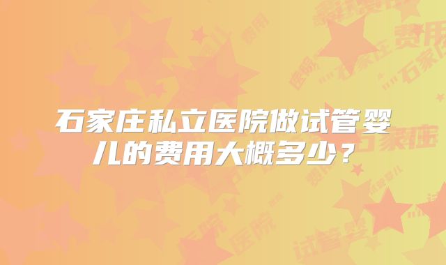 石家庄私立医院做试管婴儿的费用大概多少？
