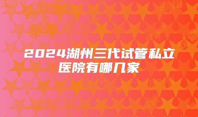 2024湖州三代试管私立医院有哪几家
