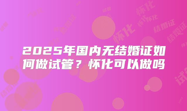 2025年国内无结婚证如何做试管？怀化可以做吗