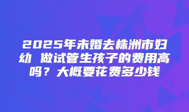 2025年未婚去株洲市妇幼 做试管生孩子的费用高吗?大概要花费多少钱