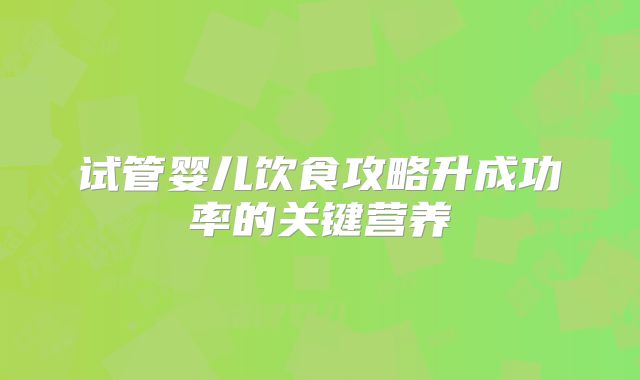 试管婴儿饮食攻略升成功率的关键营养