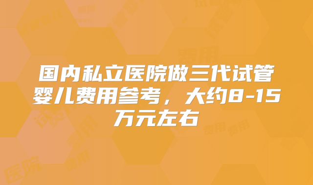 国内私立医院做三代试管婴儿费用参考，大约8-15万元左右
