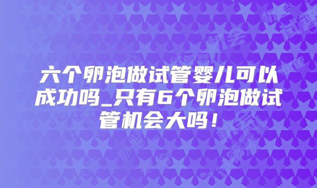 六个卵泡做试管婴儿可以成功吗_只有6个卵泡做试管机会大吗!