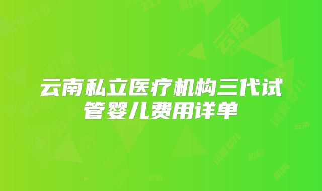云南私立医疗机构三代试管婴儿费用详单
