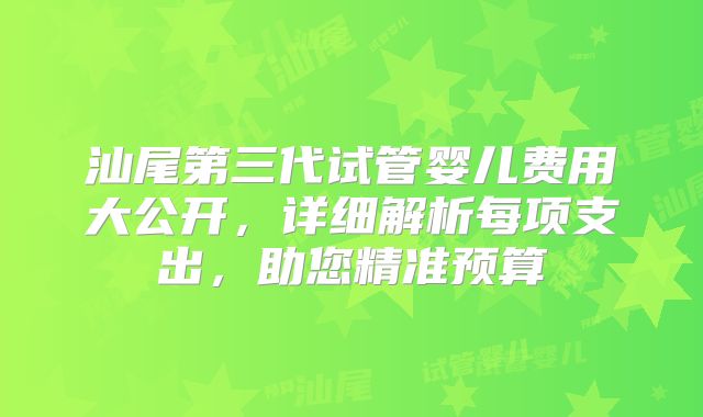 汕尾第三代试管婴儿费用大公开，详细解析每项支出，助您精准预算