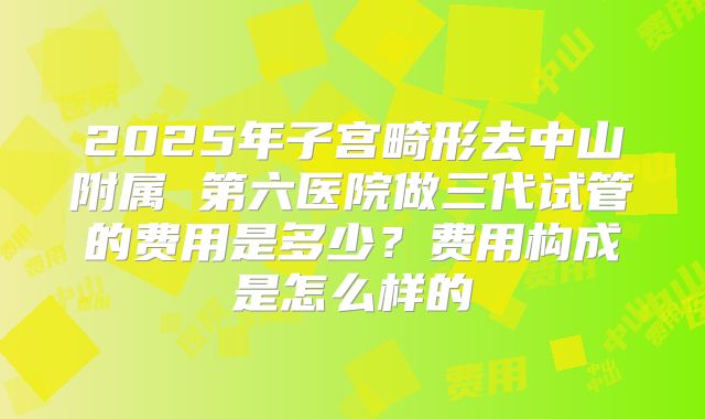 2025年子宫畸形去中山附属 第六医院做三代试管的费用是多少？费用构成是怎么样的