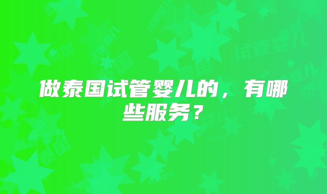 做泰国试管婴儿的,有哪些服务?