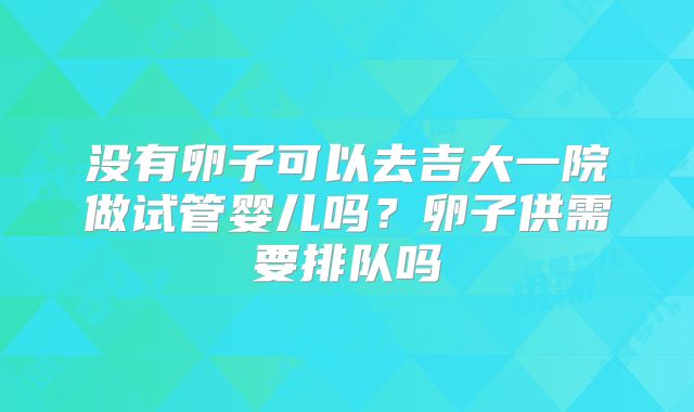 没有卵子可以去吉大一院做试管婴儿吗？卵子供需要排队吗