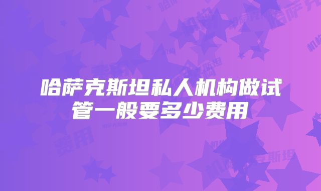 哈萨克斯坦私人机构做试管一般要多少费用