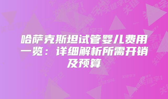 哈萨克斯坦试管婴儿费用一览:详细解析所需开销及预算