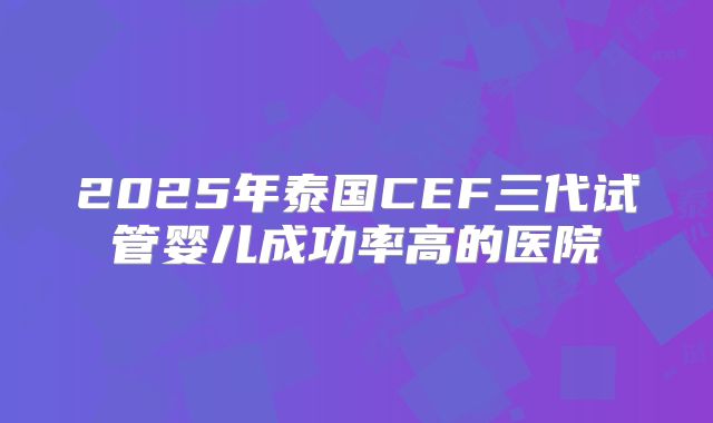 2025年泰国CEF三代试管婴儿成功率高的医院