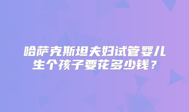 哈萨克斯坦夫妇试管婴儿生个孩子要花多少钱？