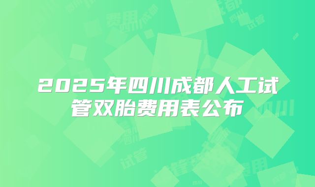 2025年四川成都人工试管双胎费用表公布