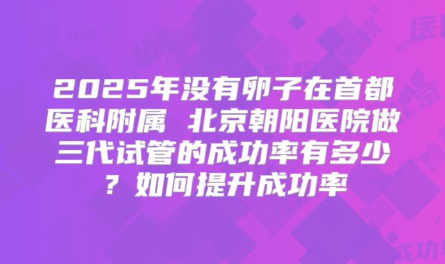 2025年没有卵子在首都医科附属 北京朝阳医院做三代试管的成功率有多少？如何提升成功率