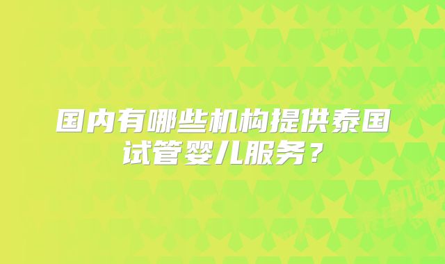 国内有哪些机构提供泰国试管婴儿服务？