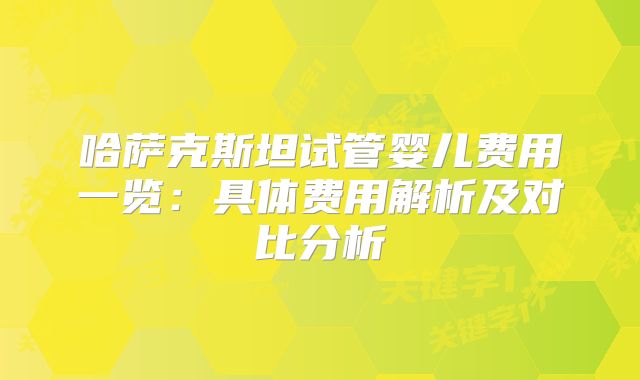 哈萨克斯坦试管婴儿费用一览:具体费用解析及对比分析