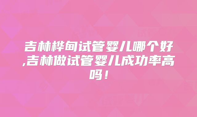 吉林桦甸试管婴儿哪个好,吉林做试管婴儿成功率高吗!