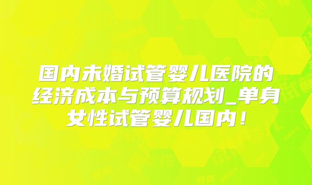 国内未婚试管婴儿医院的经济成本与预算规划_单身女性试管婴儿国内！