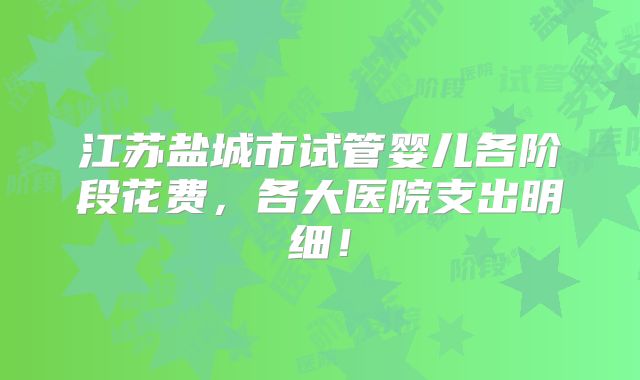 江苏盐城市试管婴儿各阶段花费,各大医院支出明细!
