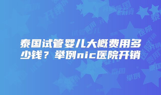 泰国试管婴儿大概费用多少钱?举例nic医院开销