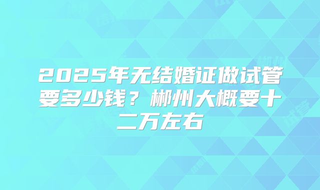 2025年无结婚证做试管要多少钱?郴州大概要十二万左右