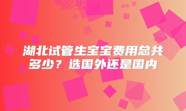 湖北试管生宝宝费用总共多少?选国外还是国内