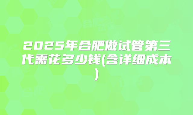2025年合肥做试管第三代需花多少钱(含详细成本)