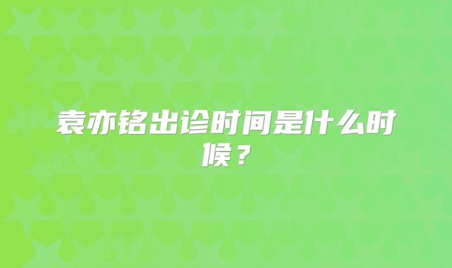 袁亦铭出诊时间是什么时候？