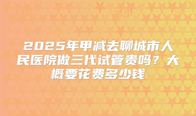 2025年甲减去聊城市人民医院做三代试管贵吗?大概要花费多少钱