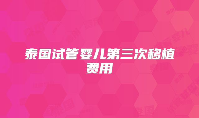 泰国试管婴儿第三次移植费用