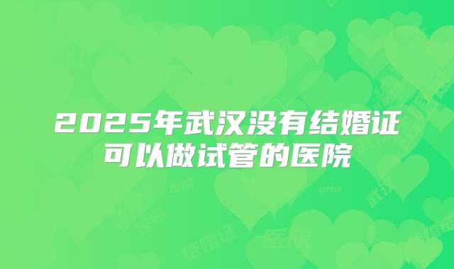 2025年武汉没有结婚证可以做试管的医院