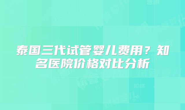 泰国三代试管婴儿费用？知名医院价格对比分析