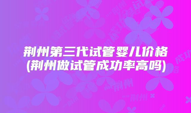 荆州第三代试管婴儿价格(荆州做试管成功率高吗)